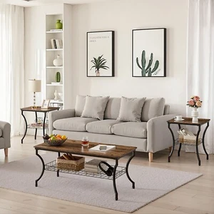 3-Piece Coffee Table with 2 Nightstand End Table And Storage Center Living Room - Picture 1 of 68