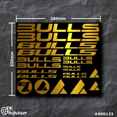 Bulls Sticker Gold | Aufklebersatz Set Fahrrad eBike BMX MTB Rahmen - Bild 1 von 4
