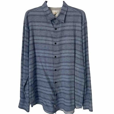 New Fundamental coast men long sleeve shirt Blue Stripped Large Cotton Linen BC - Image 1 of 4