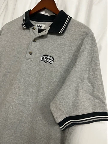 Vtg San Antonio Spurs Lee Sports NBA Polo Gray Polo Grey Vintage Y2k Basketball Cover
