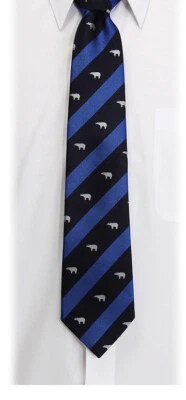 COLORATA / Corbata Oso Polar Rayas Azul Marino y Azul / De Japón Foto 1 de 4