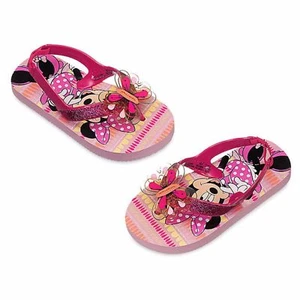 Disney Minnie Mouse Pink Bow Flip Flops Shoes Sandals Back Straps Size 7/8 NEW - Picture 1 of 1