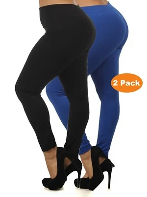 2 Pack Women Queen Size Warm Fleece Lined Full Length Leggings Plus Size  - Image 1 of 4