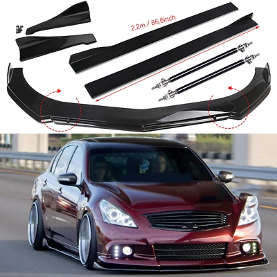 For Infiniti G37 Front Bumper Lip Spoiler Splitter Body Kit/Side Skirt Glossy - Изображение 1 из 4