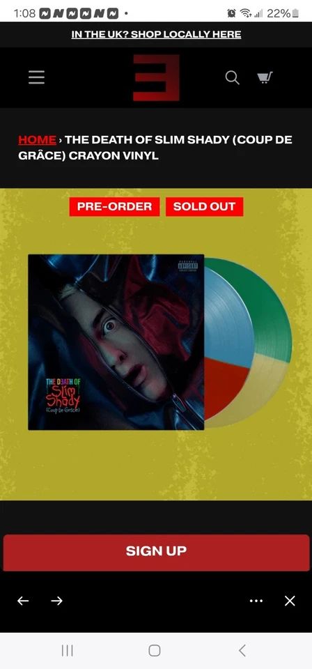 EMINEM THE DEATH OF SLIM SHADY COUP DE GRÂCE CRAYON VINYL. IN HAND. BRAND NEW. - Image 1 of 1
