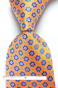 Classic Polka Dot Orange Blue Green JACQUARD WOVEN 100% Silk Men's Necktie Tie - Picture 1 of 6