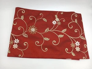 Inspired Treasures Burgandy Flowered Table Runner 72" Open Box - Picture 1 of 5