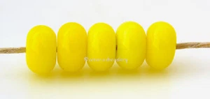 5 Translucent CANARY YELLOW * Lampwork Spacer Beads Glossy Glass Handmade Donut - Picture 1 of 3