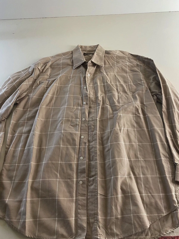 Stetson Thick Ctn Tan Plaid LONG SLEEVE SHIRT 2XL XXL 18 x 38/39 Length 37.5 - Image 1 of 4