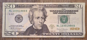 20 dollar bill birthday note October 30, 1988 serial number 10301988 - Picture 1 of 3
