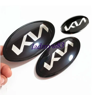3d Black Silver For KN K5 K3 RIO Sportage Sorento Front & Rear Steering Badge - Image 1 of 4