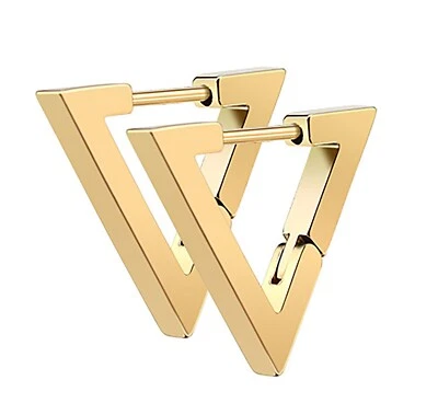 Titanium Gold Triangle Hoop Earrings, Non Tarnish Earrings, Implant Grade - Image 1 of 3