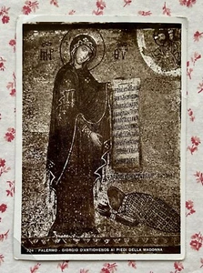 De colección. 1939 Postal Palermo - Giorgio D'antiohenos a los pies de la Virgen - Imagen 1 de 3