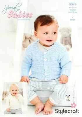 Stylecraft 9677 SWEATER & CARDIGAN Baby/Child Knitting Pattern DK Birth-5 Years - Image 1 of 3