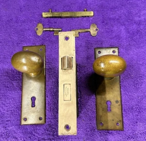 Norwalk Lock Co. Messingplatten ovale Türklinken Einsteckschlüssel mit 2 Skelettschlüsseln - Bild 1 von 21