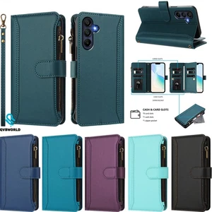 Magnetic Leather Wallet Flip Zipper Cover for Samsung A17 A07 A16 A06 A15 A56 - Picture 1 of 18