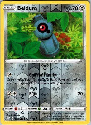 Beldum Reverse Holo 116/185 SWSH04: Vivid Voltage Common - NM - Image 1 of 2