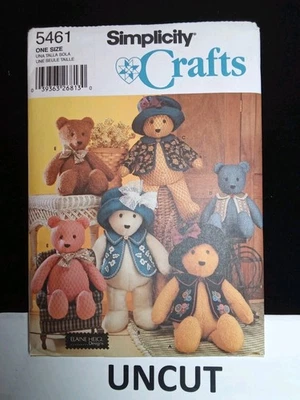 SIMPLICITY Pattern 5461 Elaine Heigl 18" 22" Stuffed Plush Bears Dolls Clothing - Image 1 of 4