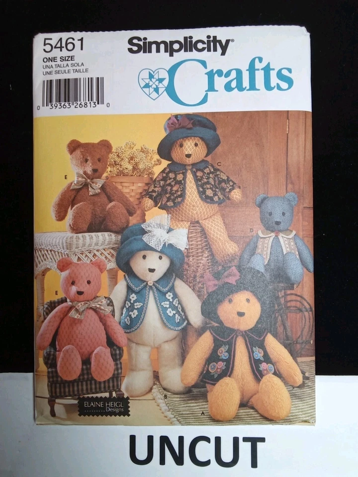 Bears 18 and 22 Inch With Accessories Uncut Pattern Simplicity 5461