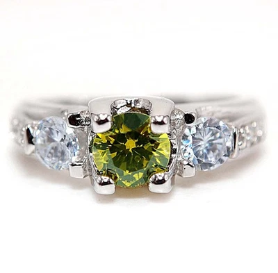 2CT Peridot & White Topaz 925 Solid Sterling Silver Ring Jewelry Sz 7   - Image 1 of 3