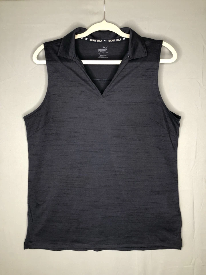 彪马女式 Cloudspun Coast 无袖 Polo 尺寸 L 黑色 DE-91074 — 第 1/4 张图片