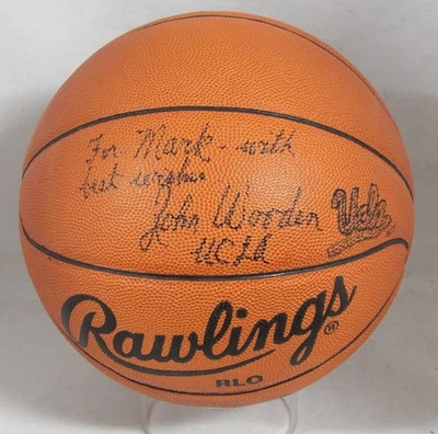 John Wooden Signed Rawlings NCAA Basketball JSA Authenticated Personalized - Image 1 of 4