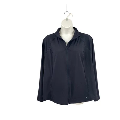 Chaqueta negra Tek Gear Ultrastretch para mujer talla grande 3X cremallera completa cuello falso Foto 1 de 4