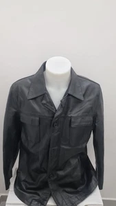 Vera Pelle Giacca In Pelle Uomo Man TgM Nero AN18 - Picture 1 of 10