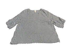 Chico's Shirt Womens 3 Black White Gingham Plaid Short Sleeve Pullover Top - Picture 1 of 11