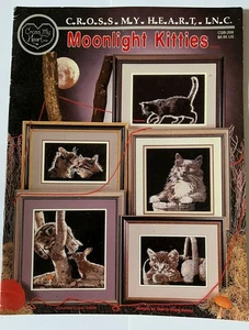 Moonlight Kitties Cats Kittens Counted Cross Stitch Pattern Booklet 5 Patterns - Picture 1 of 1