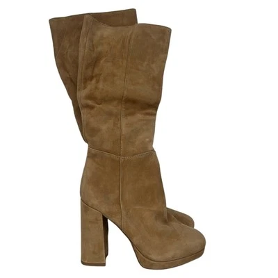 Nuevas Botas De Rodilla Marrón Steve Madden Talla 5.5 De Ante Cognac Con Tacón - Imagen 1 de 4