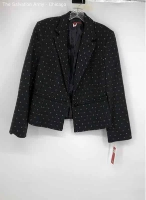 Tape Measure Womens Black Long Sleeve Collared One Button Blazer Size 14 - Image 1 of 4