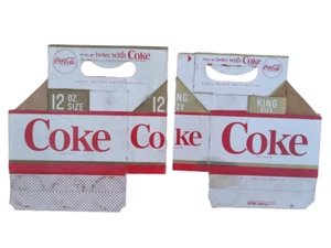 Vintage Menge x 2 1960er KOKE COCA-COLA Soda Flasche Sixpack Pappträger - Bild 1 von 2