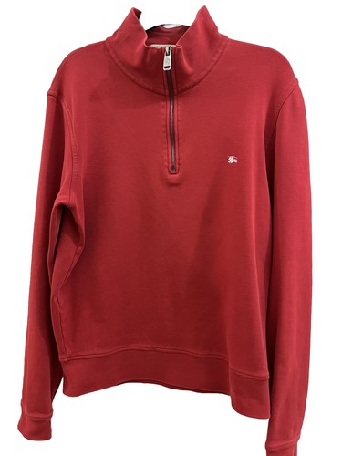 Felpa da uomo Burberry London top rosso 1 4 cerniera ricamata taglia small