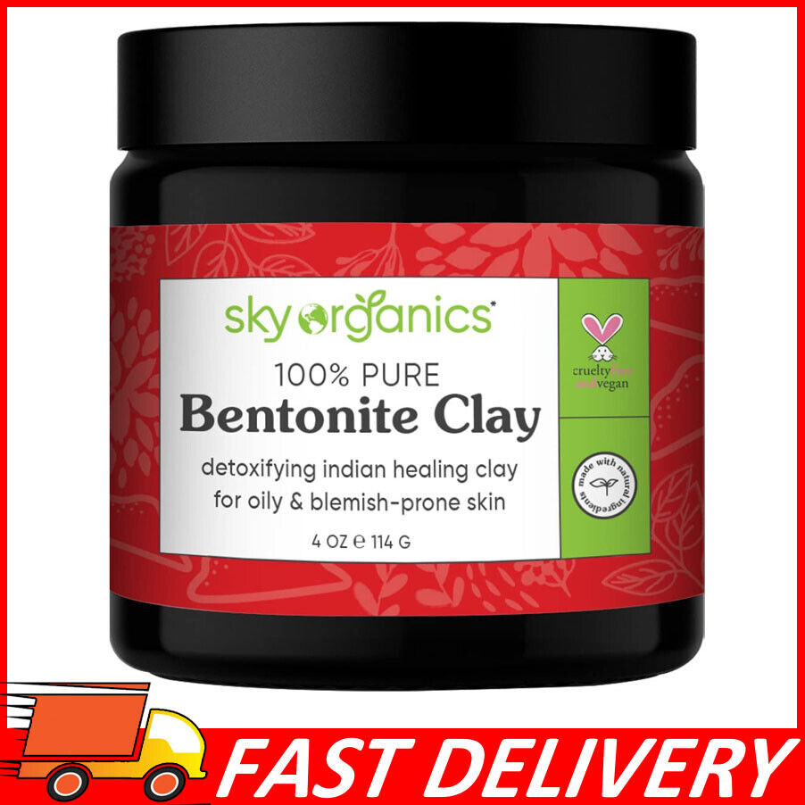 Sky Organics Indian Healing Clay with Detoxifying Bentonite Clay for Face, 4 Oz.