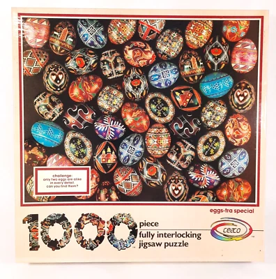 Ceaco Jigsaw Puzzle EGGS-TRA SPECIAL 1000pc Painted Eggs w/Challenge - Easter - Image 1 of 4