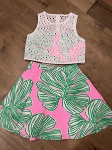 Lilly Pulitzer Gabriella Skirt Mandevilla Baby Who Let The Fronds Out Girls 14 - Picture 1 of 13