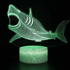Megalodon 3D Acrylic LED 7 Color Night Light Touch Table Desk Lamp Kids Gift