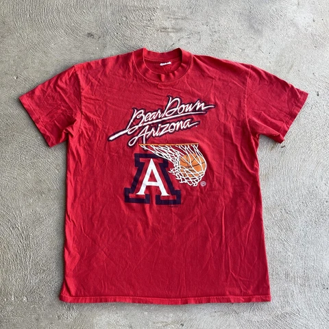 Vintage Arizona Wildcats T Shirt Men XL Red Basketball Bear Down U OF A NCAA 80s Cover