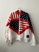 Men's Vintage Retro Otomix White Red Blue USA Zip Front Nylon Jacket Size M