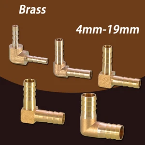 90° Messing L-Typ Widerhaken rechter Winkel Armatur Kraftstoffschlauch Rohr Luft - Picture 1 of 15