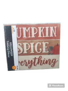 ¡Nuevo en paquete ¡Celebra! Pumpkin Spice Everything 3 letreros de madera decoración otoño - Imagen 1 de 8