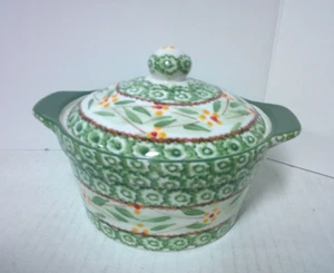 Temptations by Tara Green Old World Casserole Dish w/ Lid 1 Quart 7" Bakeware - Picture 1 of 6