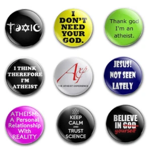 25mm ATHEIST / NON RELIGION BUTTON BADGES x9 - Foto 1 di 1