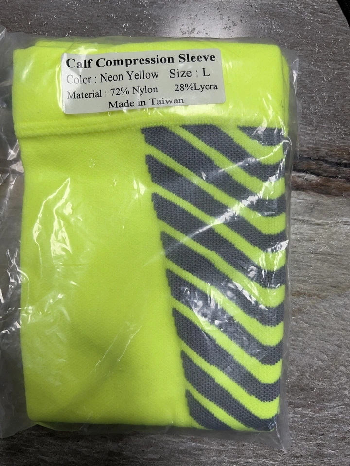 Neon Yellow Reflective Compress Calf Sleeves Large ** FREE Shipping! ** - Image 1 of 2