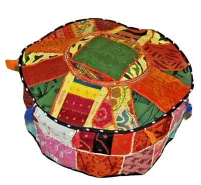 Sitzkissenbezug Pouf Ottomans Patchwork Bunt 52 x 35 cm Handgefertigt Baumwolle - Bild 1 von 4