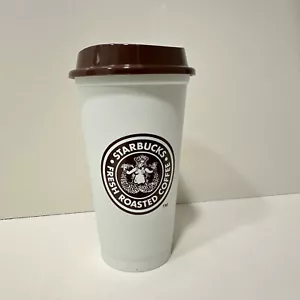 Nuevo Starbucks Blanco Plástico Reutilizable Hot Cup Grande 16oz Marrón Logo Original - Imagen 1 de 8