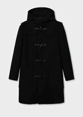 Mango- Casaco de lã reciclada masculino com capuz - Preto - Tamanho pequeno - Imagem 1 de 4