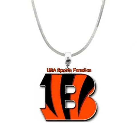 Cincinnati Bengals Team Logo Necklace On 925 Sterling Silver Snake Chain Cover