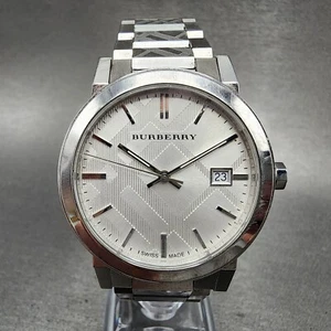 Burberry The City Watch Men 38mm White Dial Silver Tone Date Round Bu9037 Newbat - Picture 1 of 11